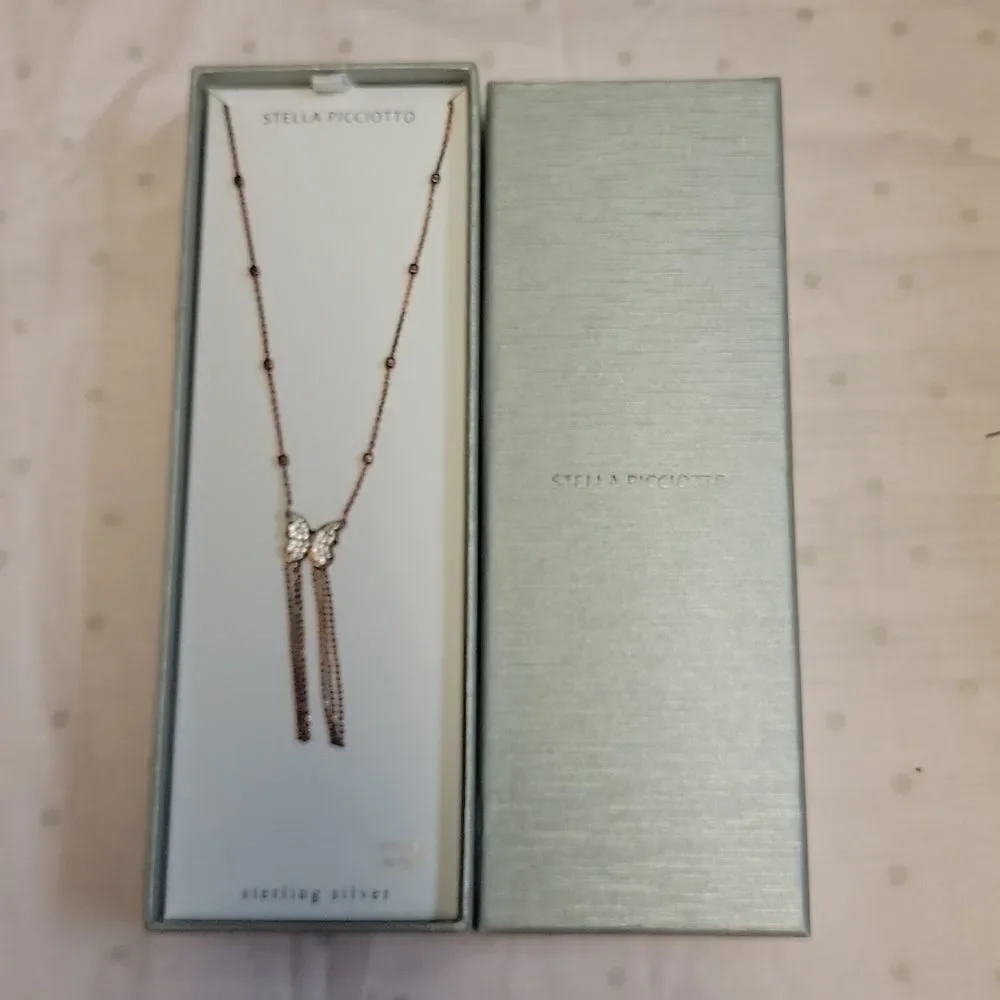 New Stella Picciotto sterling silver butterfly tassle rose gold necklace - Picture 3 of 5